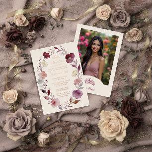 Floral Oval Quinceañera Tiara Rose Gold Photo