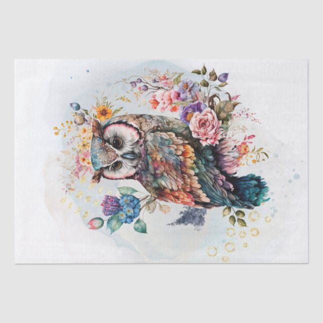 Floral Owl Tissue Paper (Front)