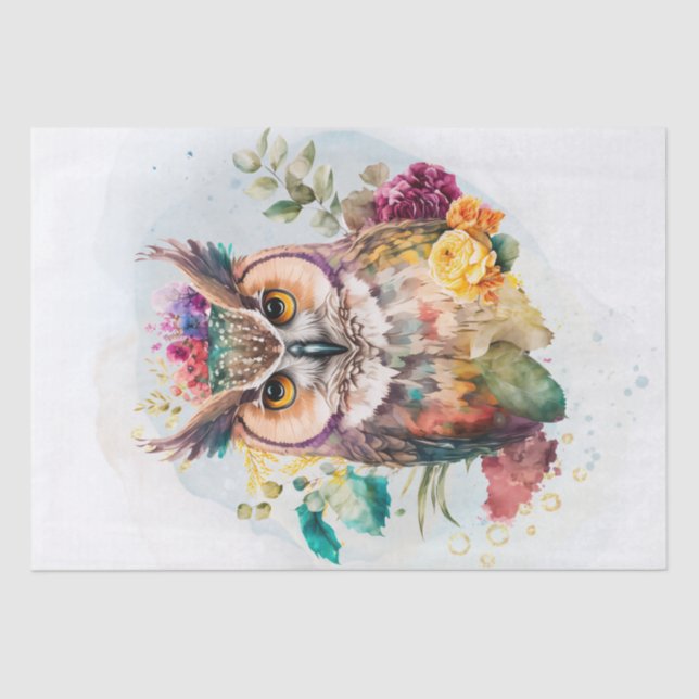 Floral Owl Tissue Paper (Front)