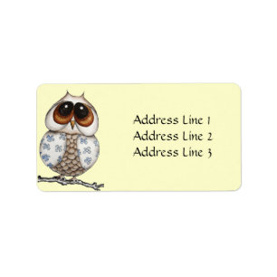 Floral Owl Yellow Address Label