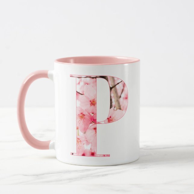 Floral P Initial Mug | Personalized Name & Traits (Gauche)