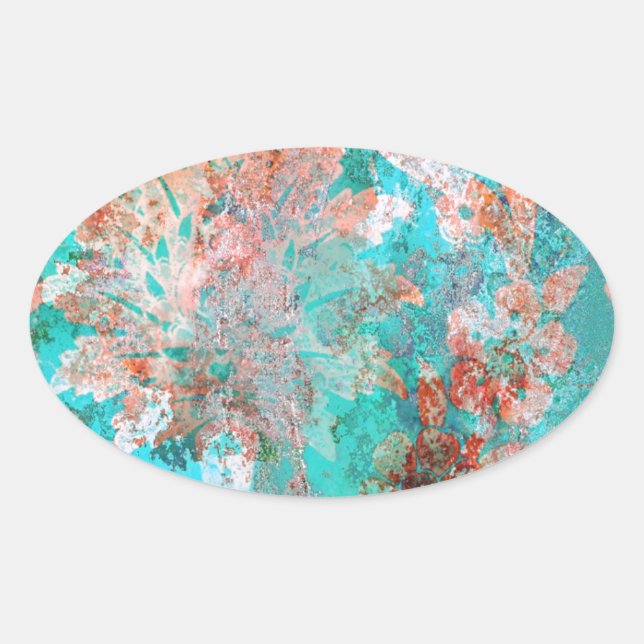 Floral Painting Oval Sticker (Front)