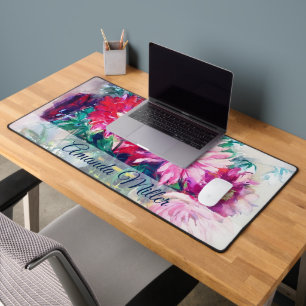 Floral painting personalized desk mat