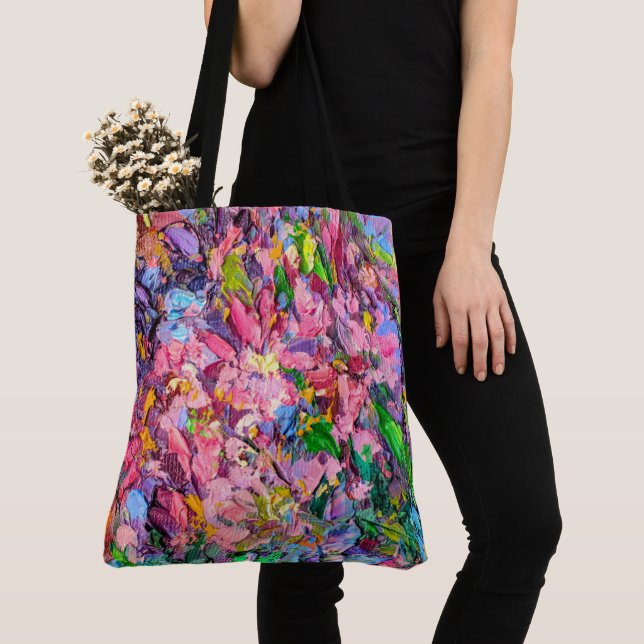 Floral Painting Tote -  See Back (Close Up)