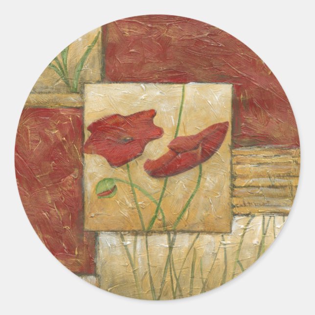 Floral Painting with Visible Brush Strokes Classic Round Sticker (Front)