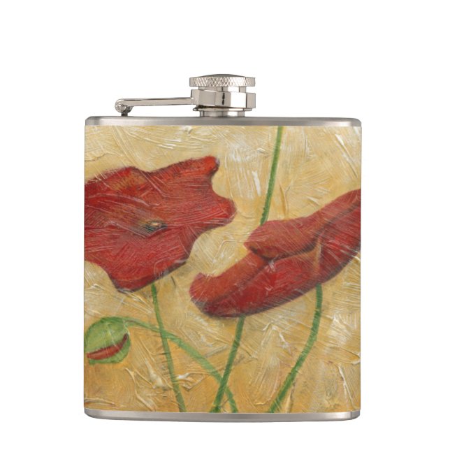 Floral Painting with Visible Brush Strokes Hip Flask (Front)