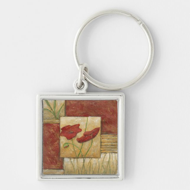 Floral Painting with Visible Brush Strokes Keychain (Front)