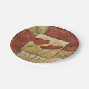 Floral Painting with Visible Brush Strokes Paper Plate