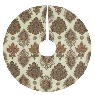 Floral paisley, Asian textile vintage pattern. Brushed Polyester Tree Skirt