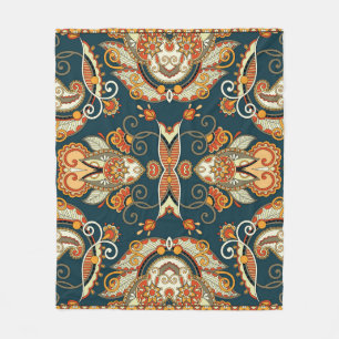 Floral Paisley Bandanna: Traditional Ornament Fleece Blanket