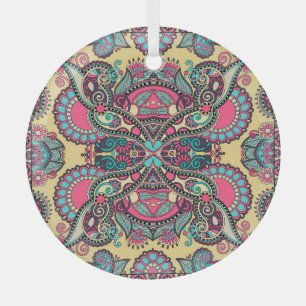 Floral Paisley Bandanna: Traditional Ornamental Glass Ornament