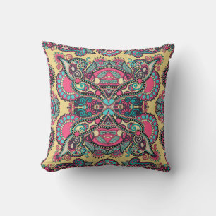 Floral Paisley Bandanna: Traditional Ornamental Throw Pillow