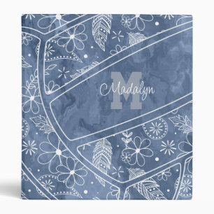 floral paisley feather pattern blue volleyball binder