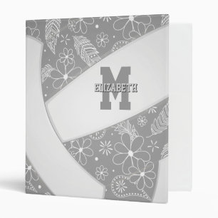 floral paisley feather pattern on grey volleyball binder