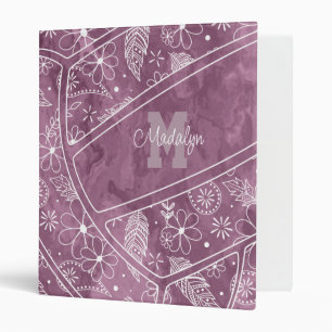 floral paisley feather pattern plum volleyball binder
