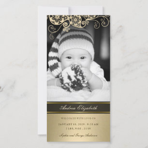 Floral Paisley Gold Carte photo