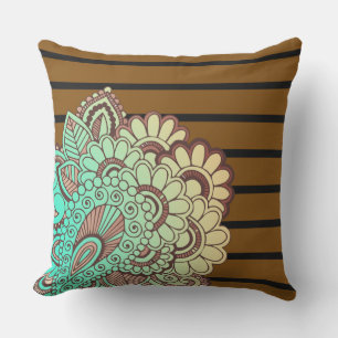 Floral Paisley ornaments & stripes + your ideas Throw Pillow