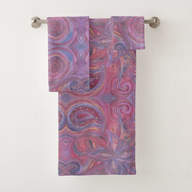 floral paisley painting towel set (Insitu)