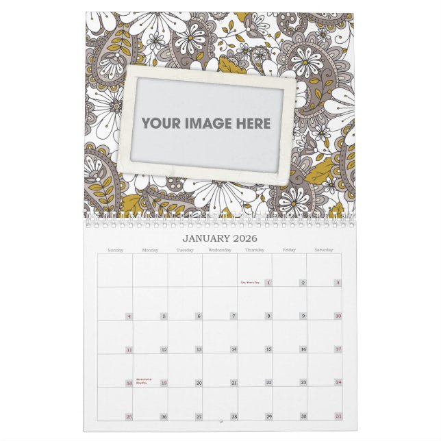 Floral Paisley Scrapbook Calendar (Jan 2026)