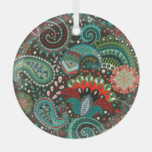 Floral paisley: seamless pattern elements. glass ornament