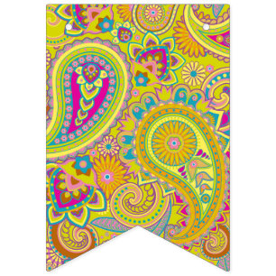 Floral Paisley seamless pattern I + your ideas Bunting Flags