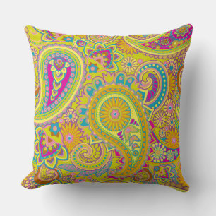 Floral Paisley seamless pattern I + your ideas Throw Pillow
