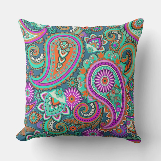 Floral Paisley seamless pattern II + your ideas Throw Pillow (Front)