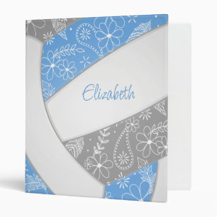 floral paislies feathers lt blue grey volleyball binder