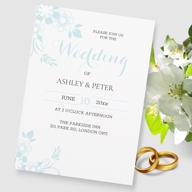 Floral Pale Blue Wedding Invitation (Creator Uploaded)