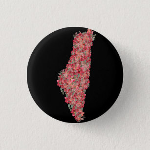 Floral Palestine map art-freedom for palestinians  1 Inch Round Button