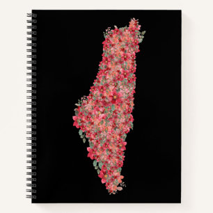 Floral Palestine map art-freedom for palestinians  Notebook