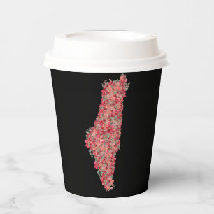 Floral Palestine map art-freedom for palestinians  Paper Cups