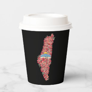Floral Palestine map Dome of Rock al quads Gift  Paper Cups