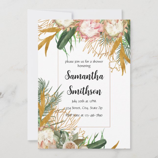 Floral Palm Leaf Invitation (Front)