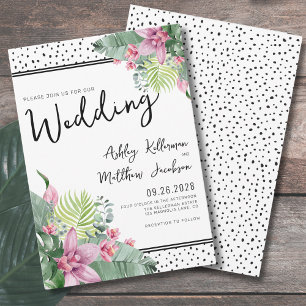 Floral Palm Tropical Wedding Invitation
