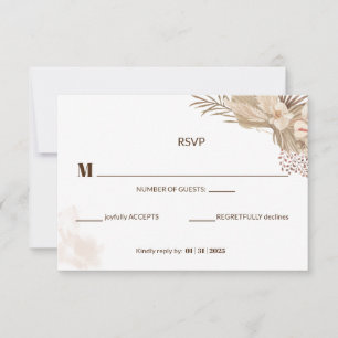 Floral Pampa Grass Wedding Response Card