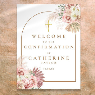 Floral Pampas Grass Confirmation Welcome Sign