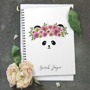 Floral Panda Bear Personalized Notebook
