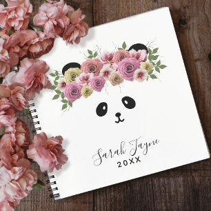 Floral Panda Face Notebook