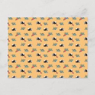 Floral Panda Pattern with Roses on Peach Postcard