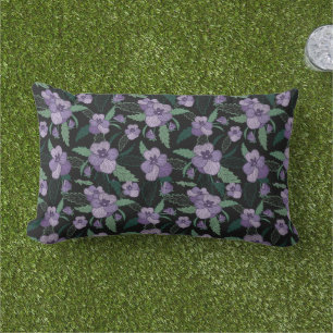 Floral Pansy with Foliage on Dark Background Outdo Lumbar Pillow