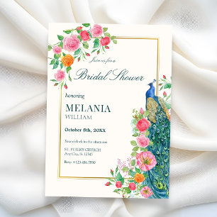 Floral paon nuptiale invitation