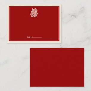 Floral Paper Cut Double Happiness Chinese Wedding Place Card