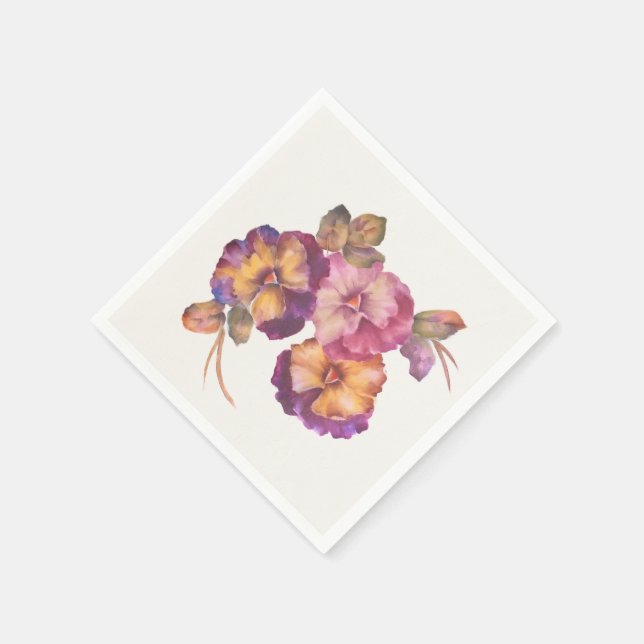 Floral Paper Napkins Pansy  (Set of 50) (Corner)