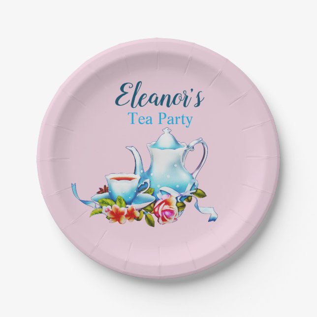 Floral Paper Tea Party Paper Plates  (Front)