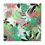 Floral Paradise II Tile<br><div class="desc">Floral Paradise II by Melissa Wang. Features beautiful, tropical flowers and greenery in a unique style with punches of colour.| 126271Z</div>