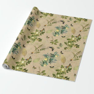 Floral Parchment Wrapping Paper