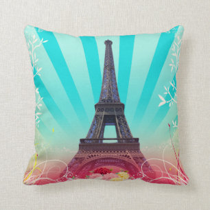 Floral Paris Throw Pillow