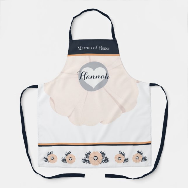 Floral Pastel Blush Peach  Maid of Honour Apron (Front)