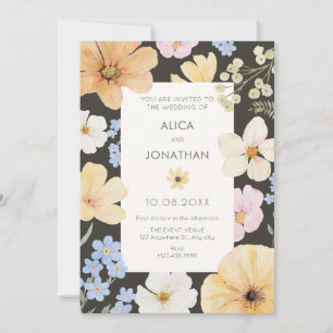 Floral pastel colour wedding  invitation